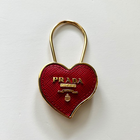 Prada Red Saffiano Leather Key Ring Chain Holder Gold-Tone Hardware - Picture 1 of 2